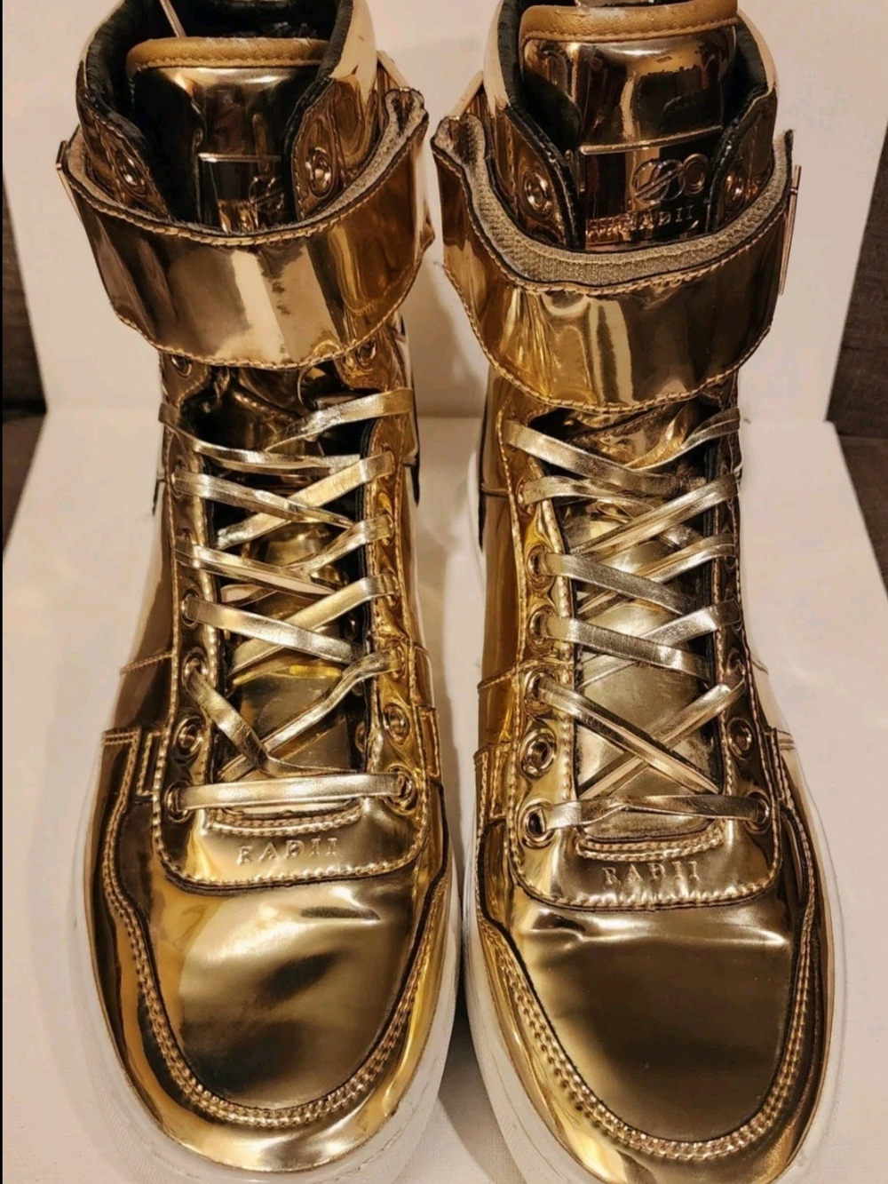 Radii Straight Jacket High Top Sneakers Gold Metallic Liquid Gold Mens Size 8